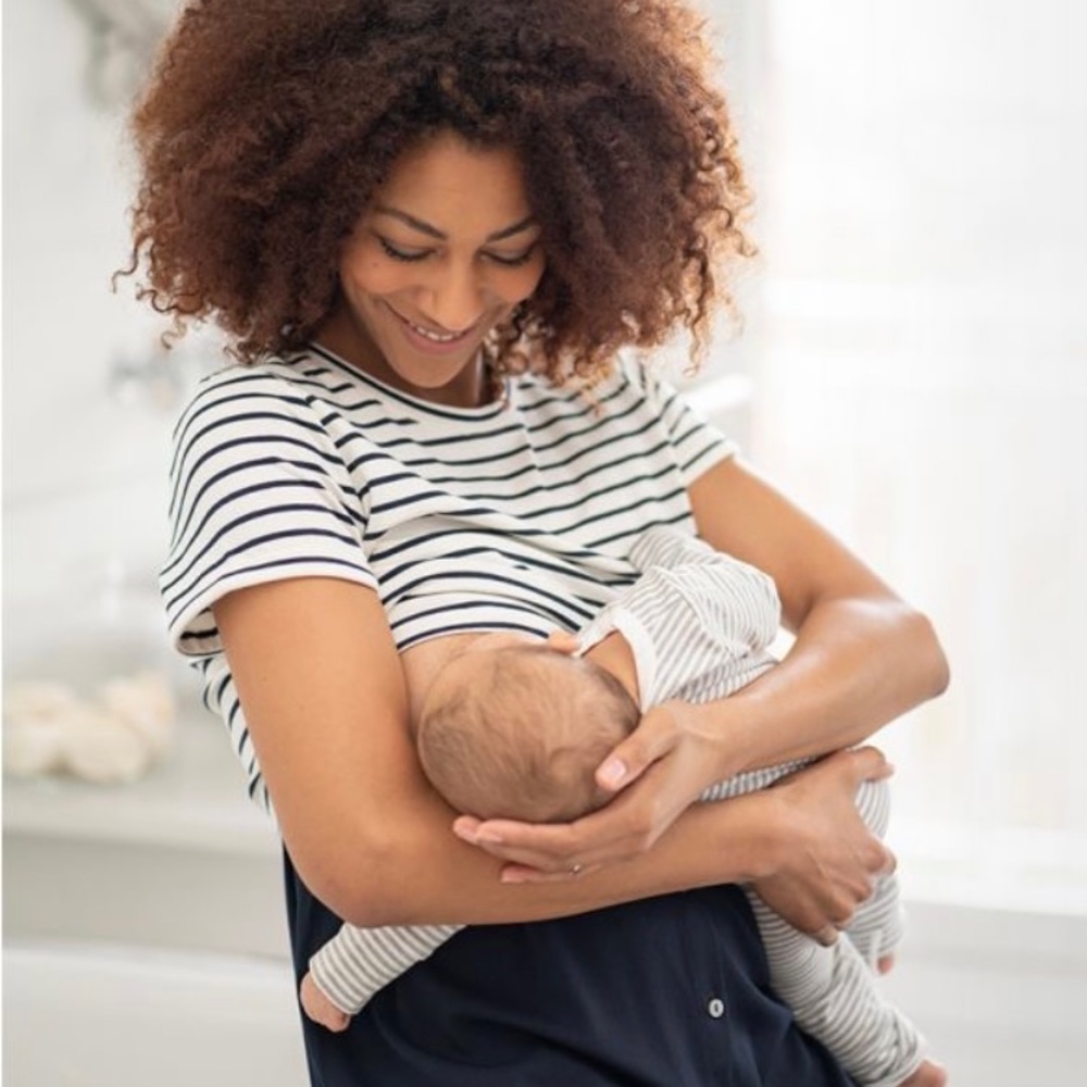 Seraphine Jersey stripe maternity lift up dress